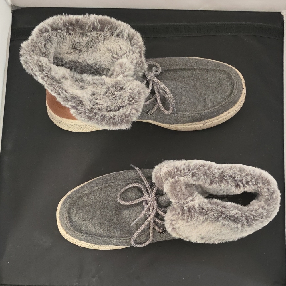 Gray Faux Fur Lined Boots